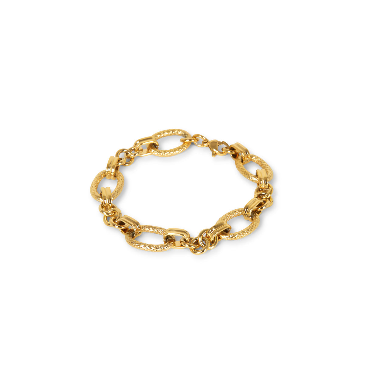 Sicily Strukturierte Gliederkette Armband Gold – Vorderansicht