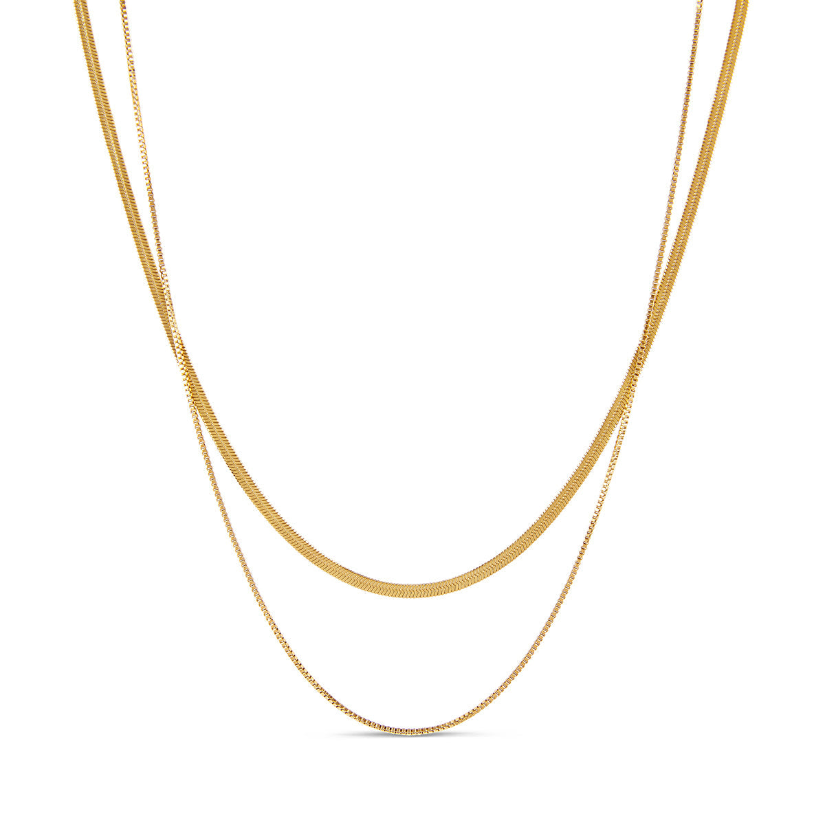 Snake Double Chain Halskette Gold – Vorderansicht