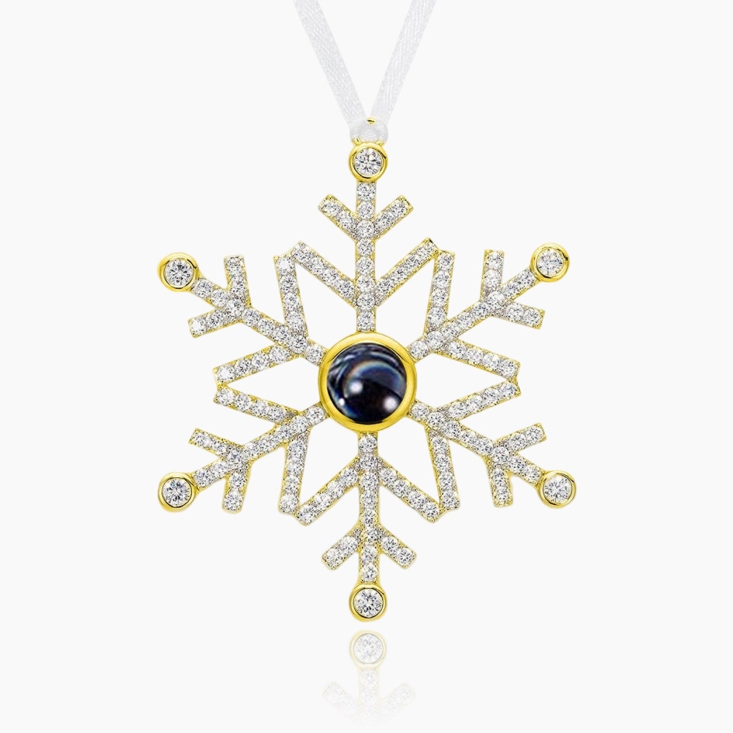 Handcrafted snowflake ornament with custom photo