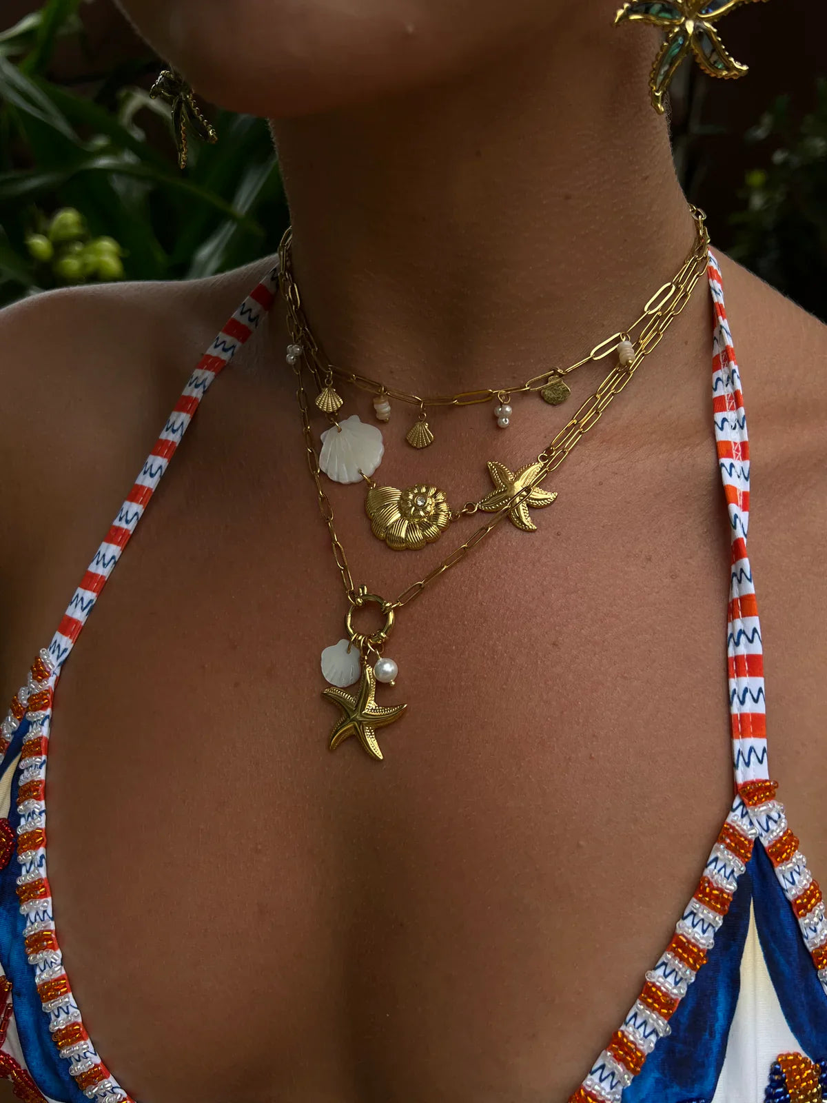 Starfish Necklace worn with summer outfit