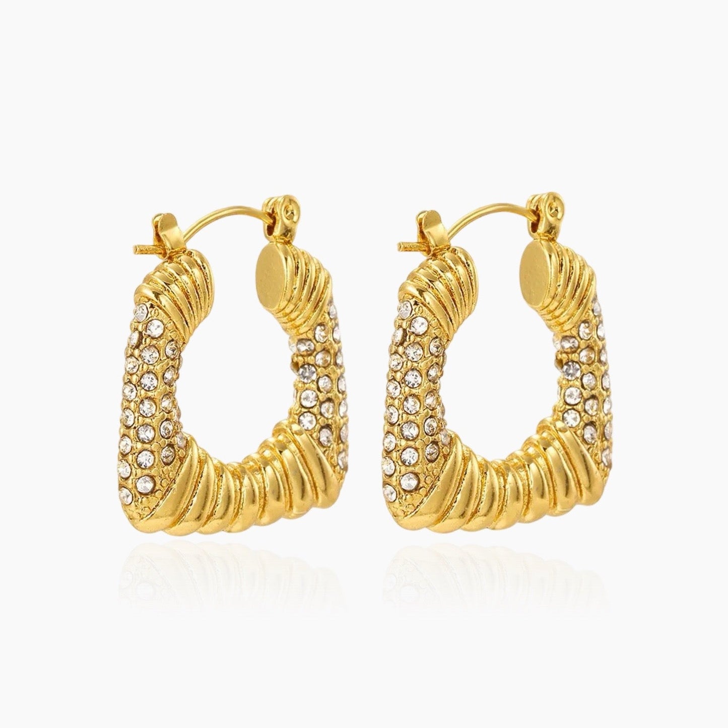 Stargirl crystal pave hoop earrings in front view