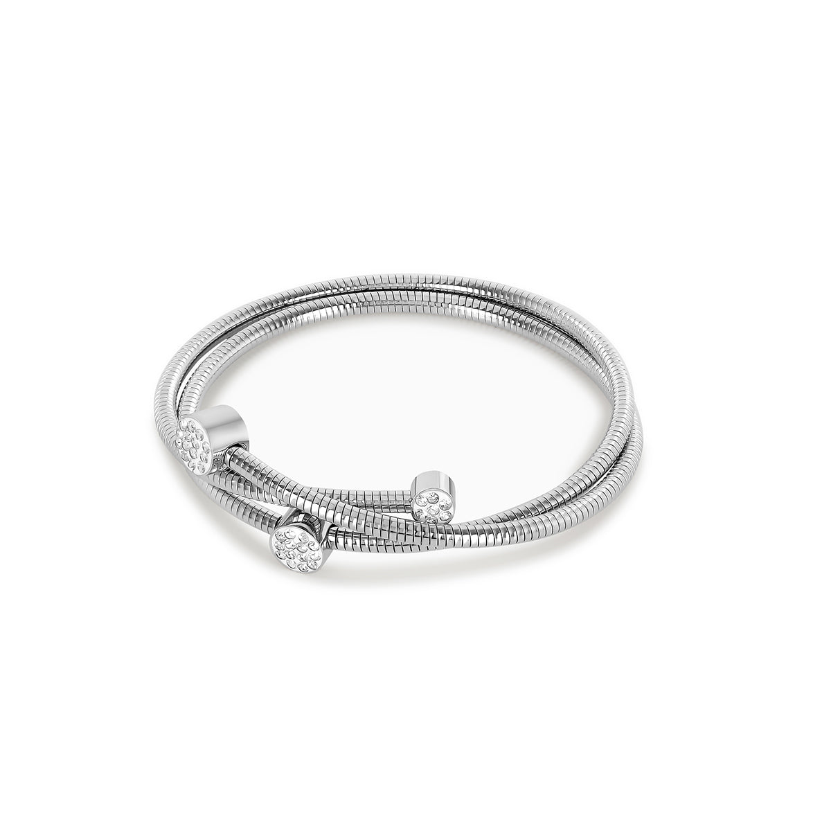 Stein Twister Armreif Silber – Vorderansicht