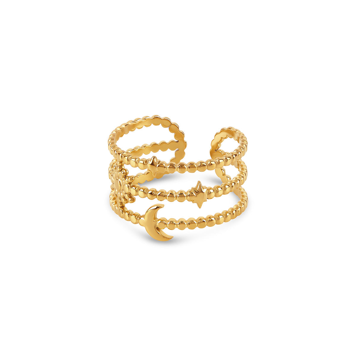 Sternenlinien Ring Gold – Vorderansicht