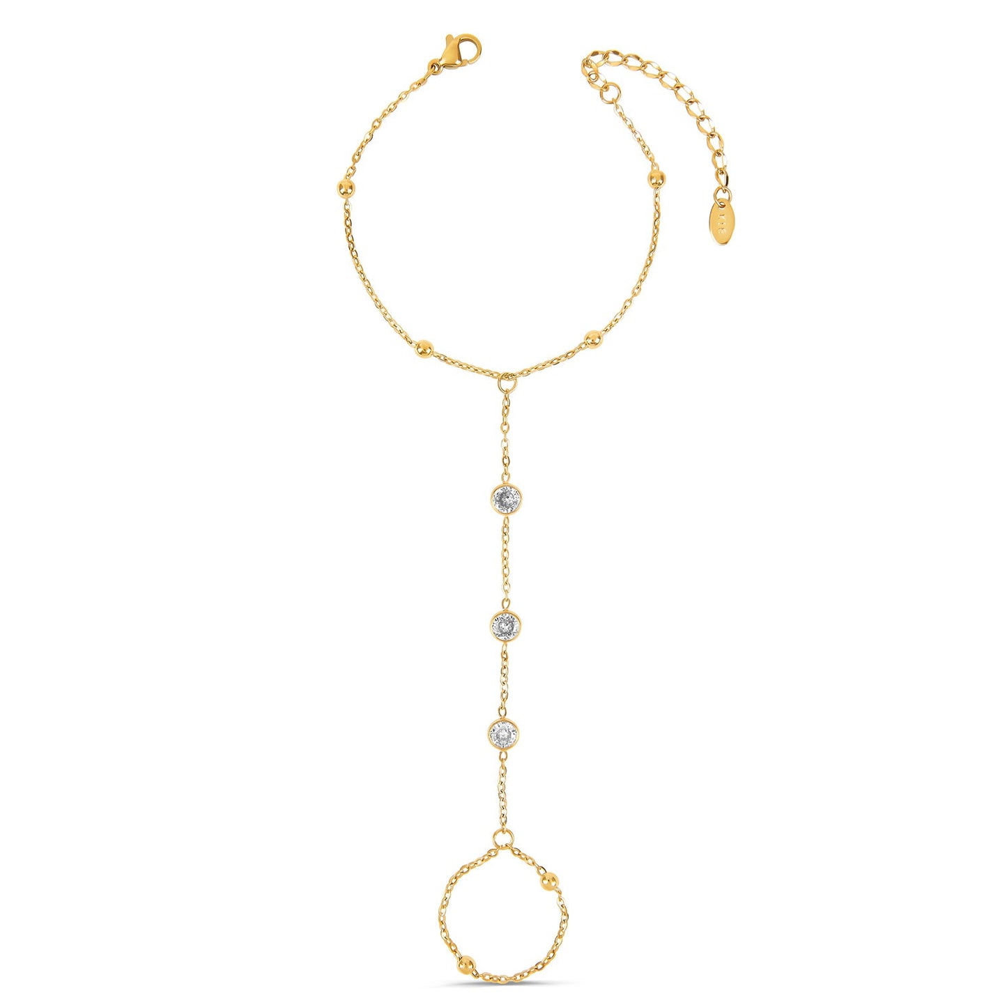 Seitliche Ansicht der Stone Handkette Gold