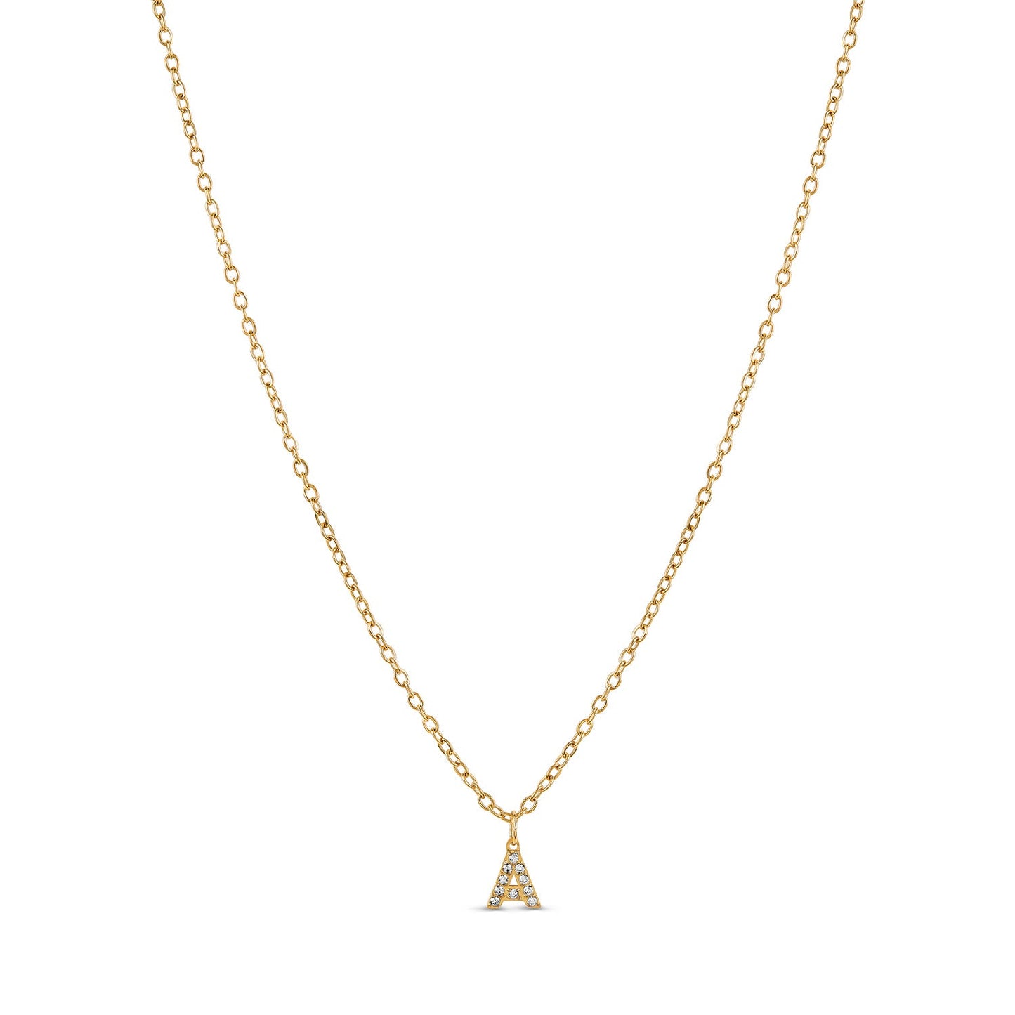 Stone Initial Halskette Gold – Vorderansicht