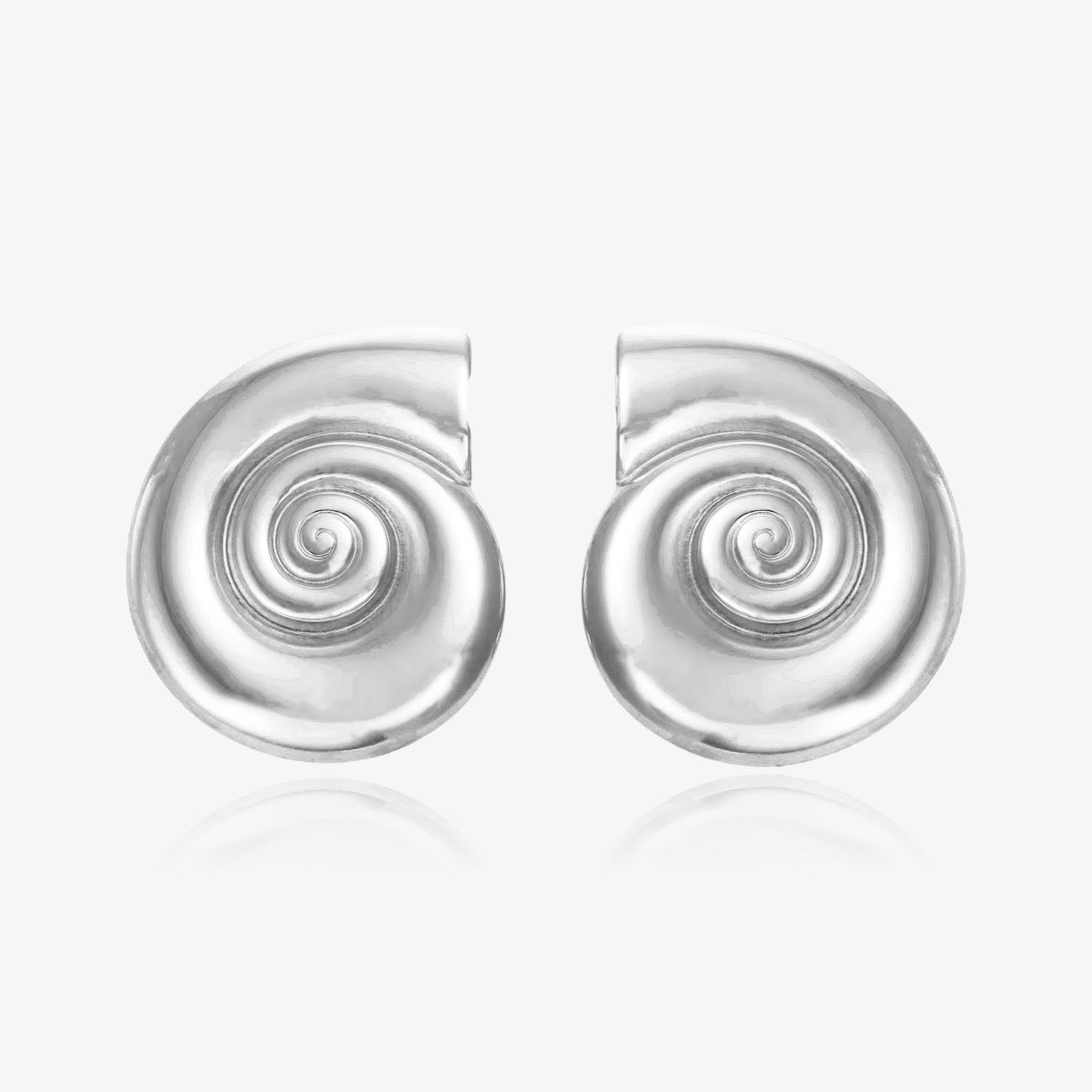 Front view of Summer Shell Earrings in silver finish