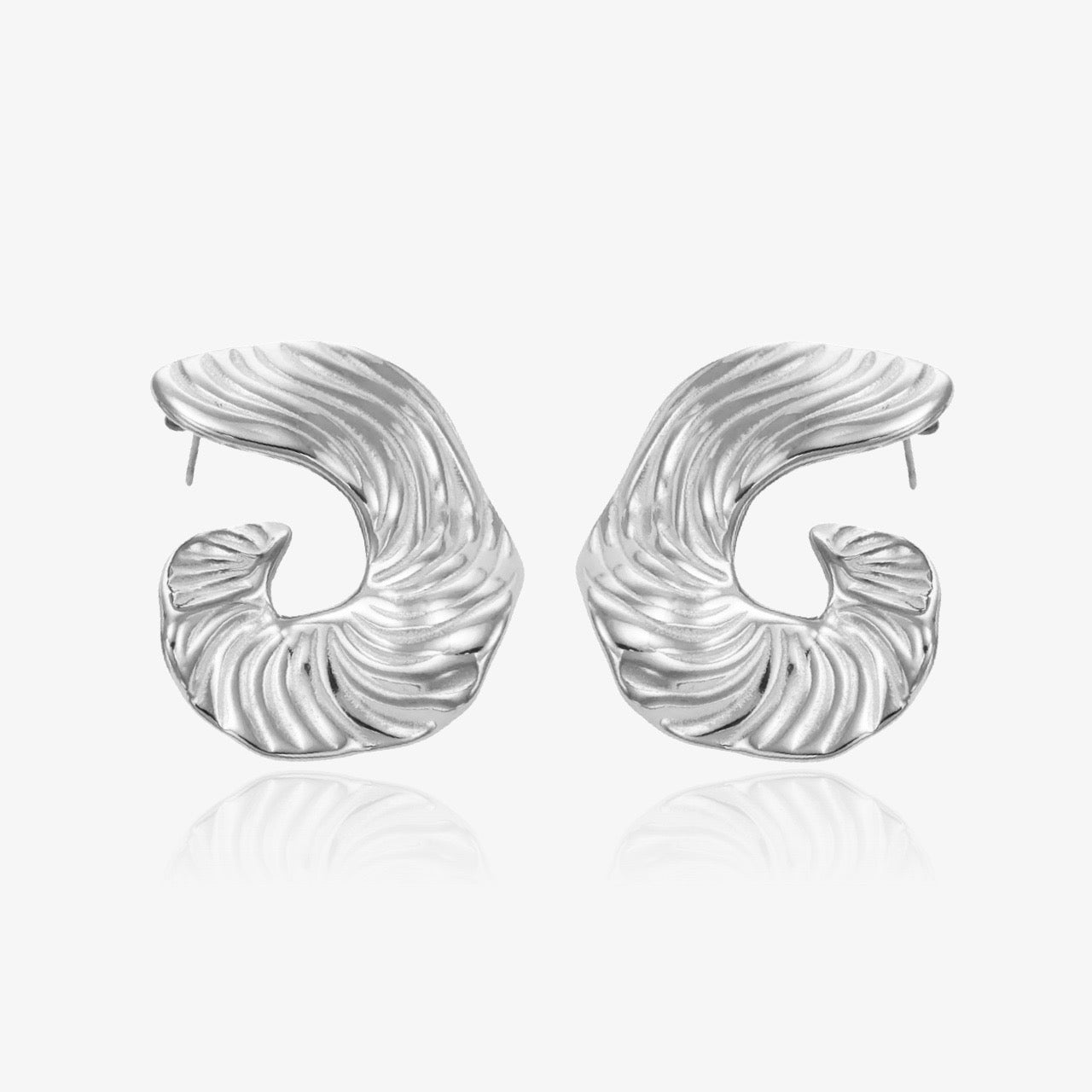 Waterproof swirl wave statement earrings