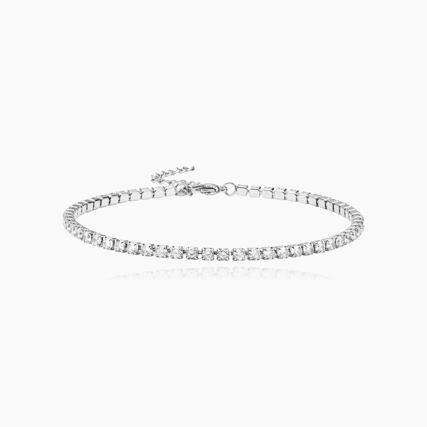 Waterproof tennis bracelet layered with other jewelry – Loveness