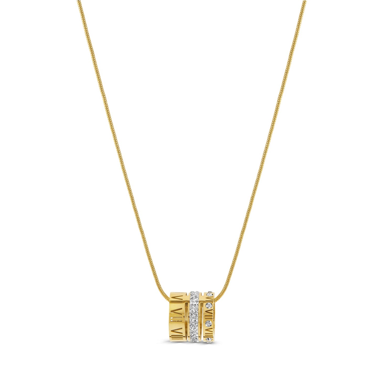 Triple Stack Ring Halskette Gold – Vorderansicht