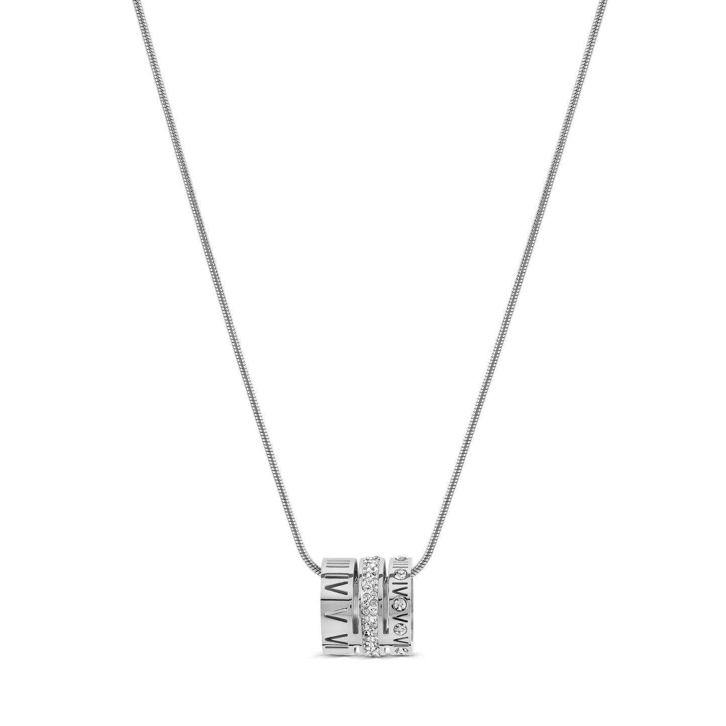 Triple Stack Ring Halskette Silber – Vorderansicht