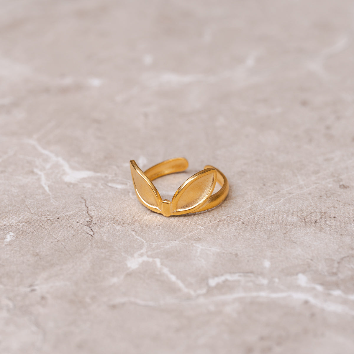 Seitliche Ansicht des Üppiges Blatt Rings Gold