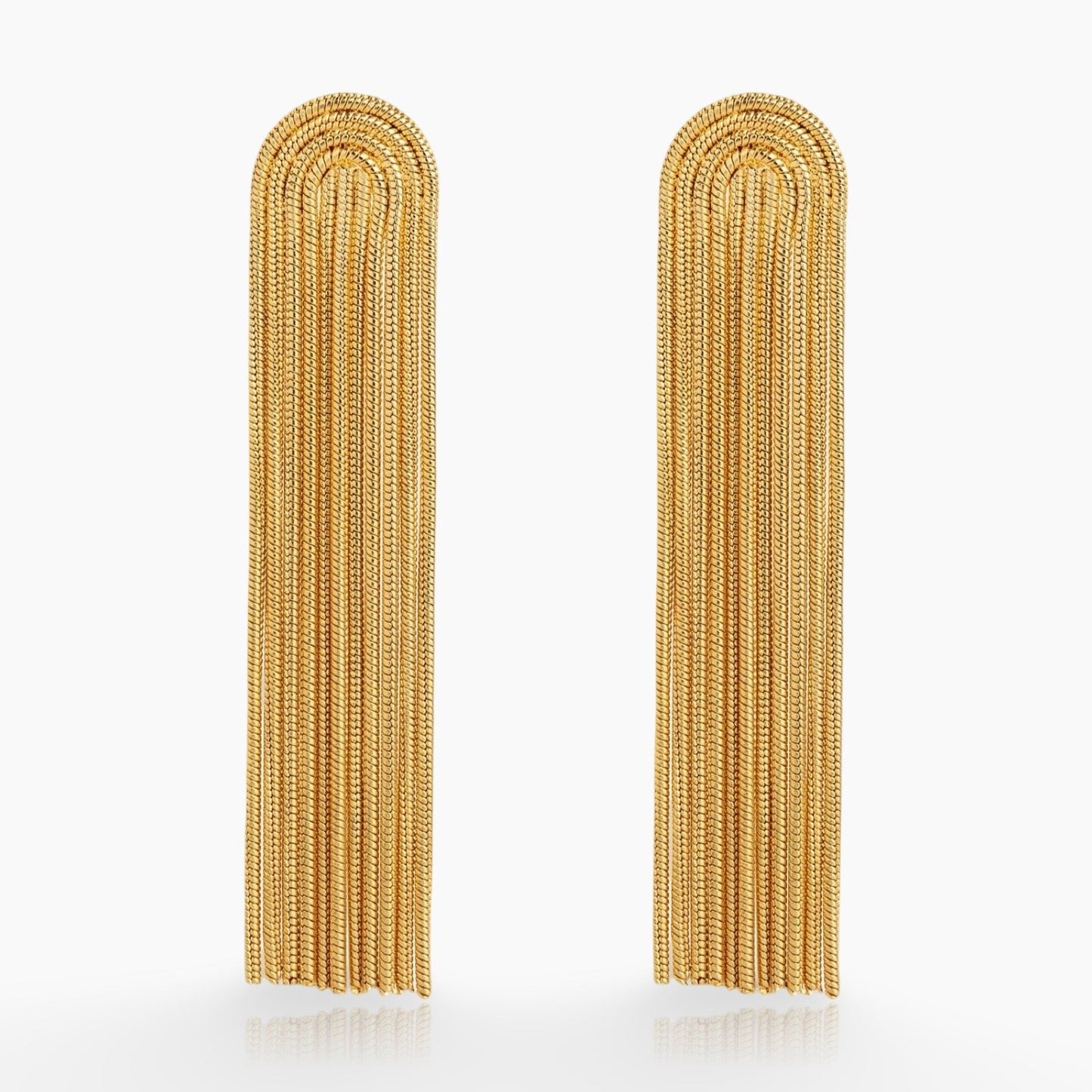 Waterfall tassel earrings worn with elegant outfit
