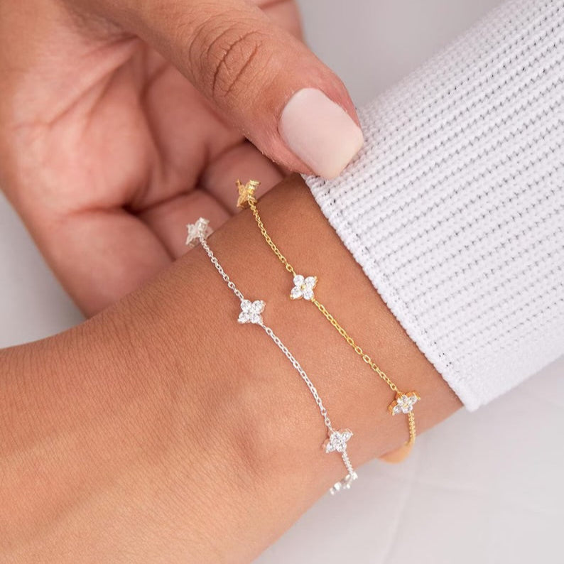 Waterproof clover bracelet worn on wrist