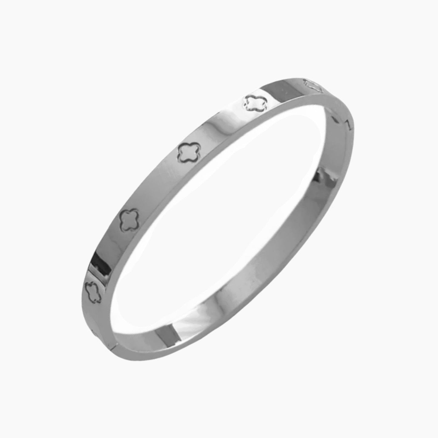 Waterproof clover love bangle in gold or silver