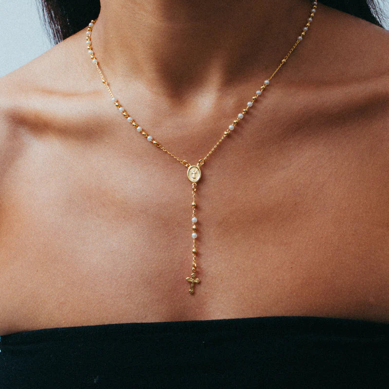 Waterproof and tarnish-free rosary-style necklace