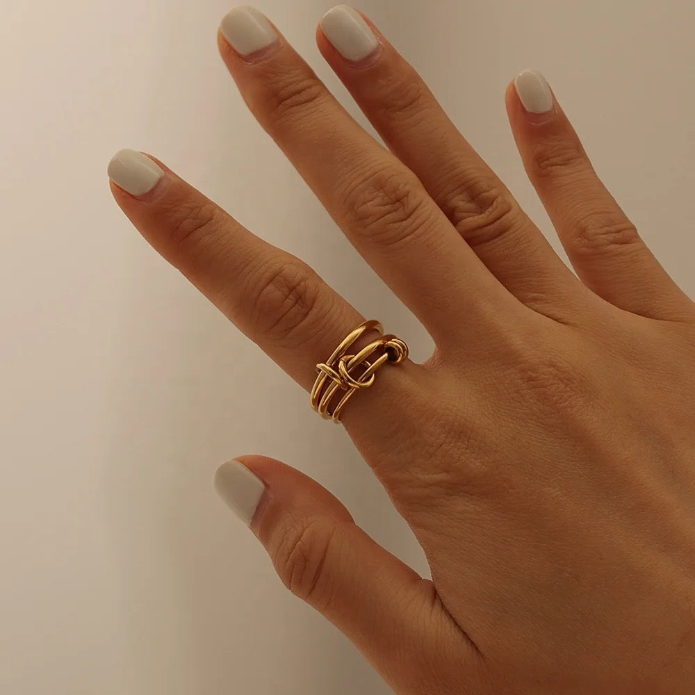 Close-up of waterproof triple loop spinner ring