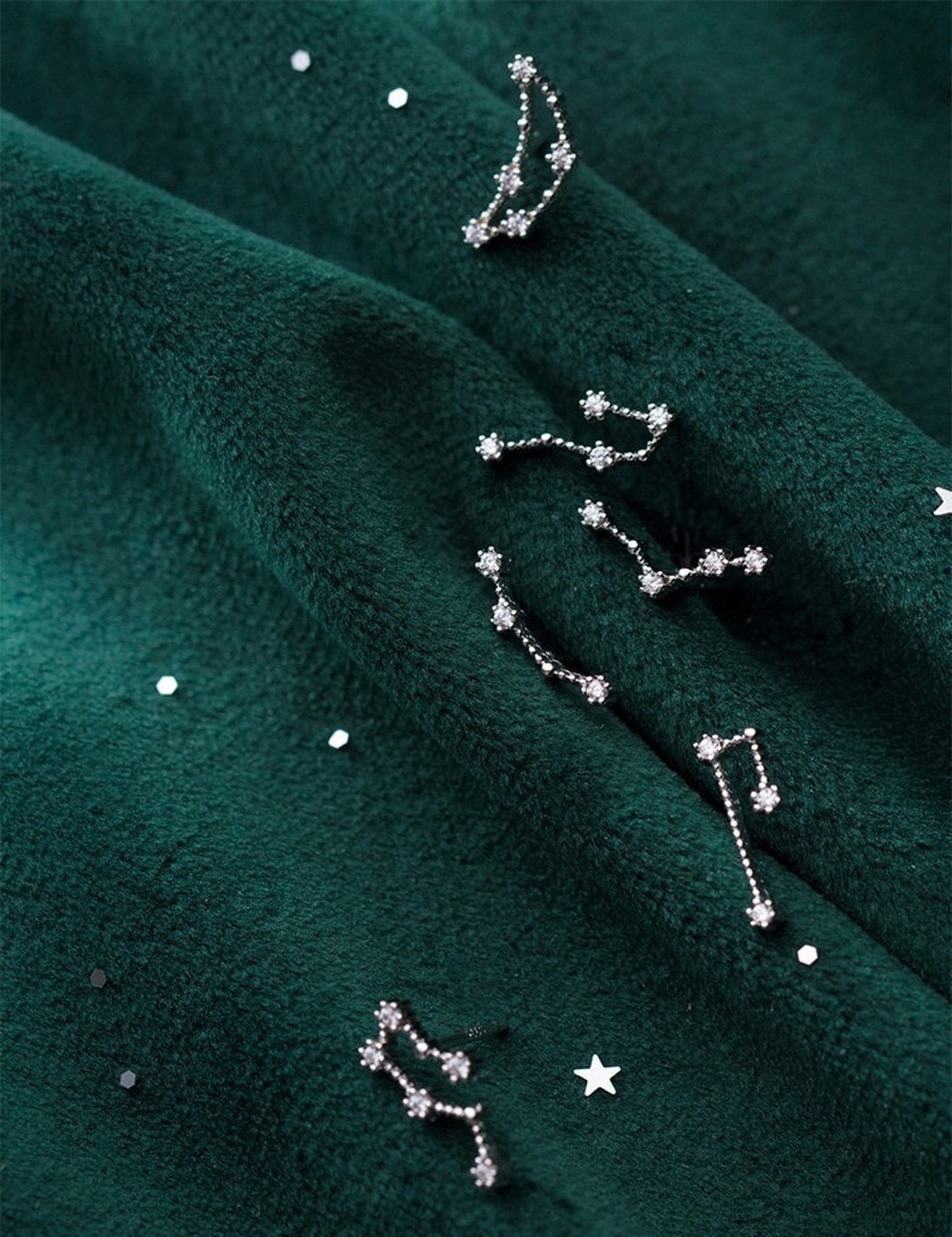 Waterproof zodiac stud earrings with crystals