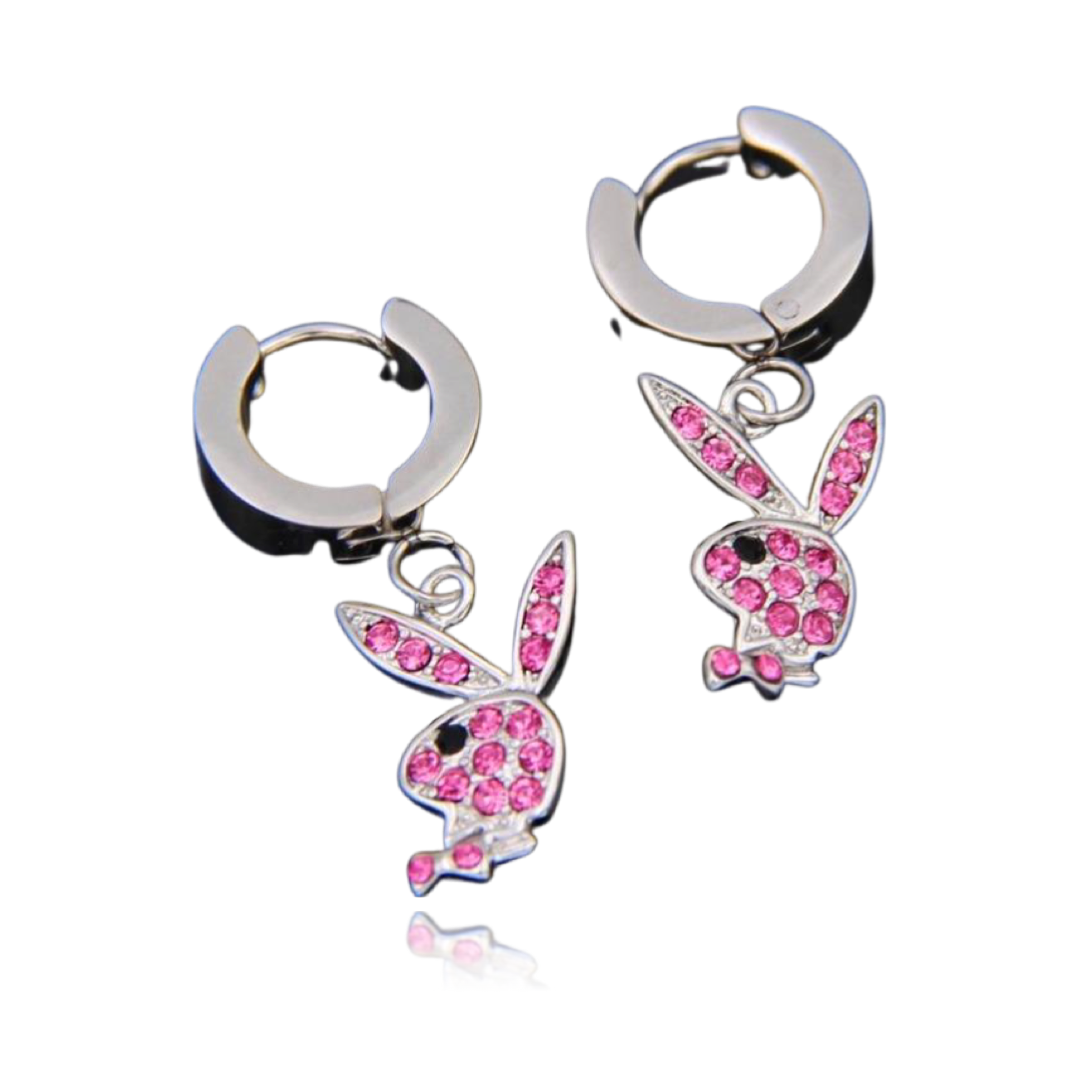 Close-up of silver bunny charm with rhinestones