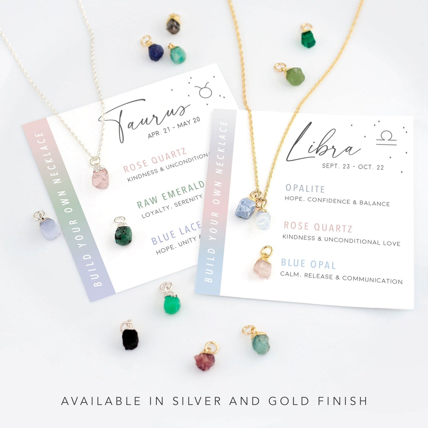 Zodiac crystal necklace with card in gift box