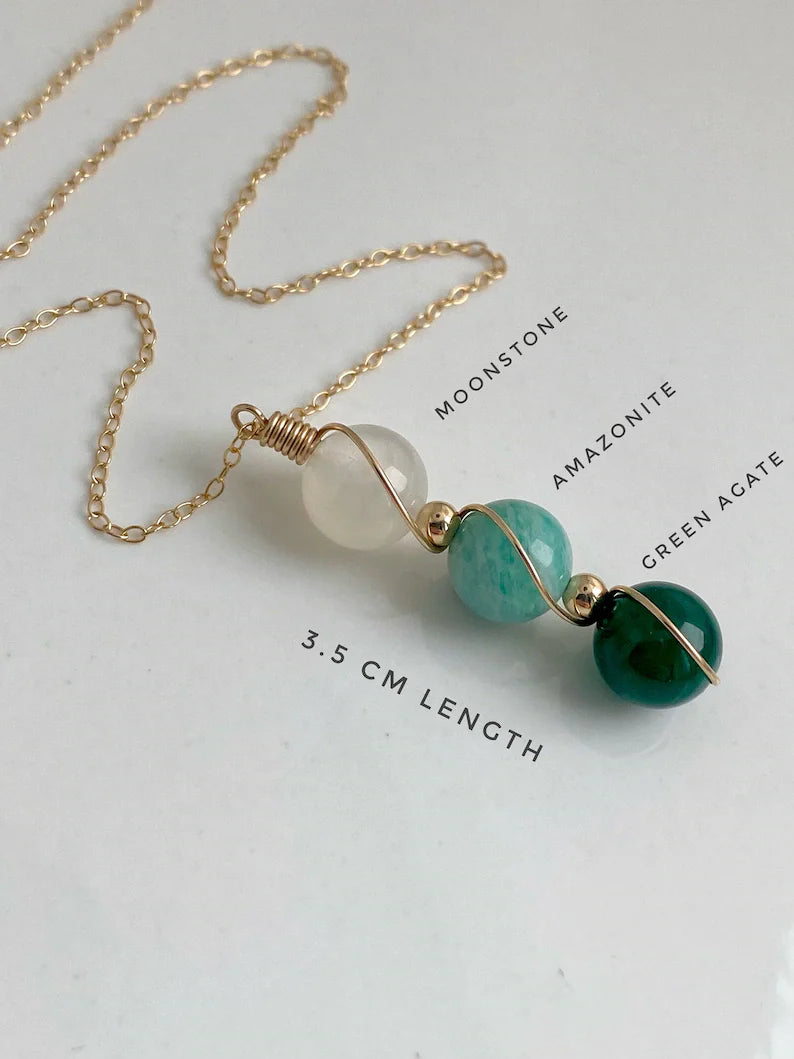 Zodiac Birthstone Sphere Necklace – Raw Gemstone Pendant