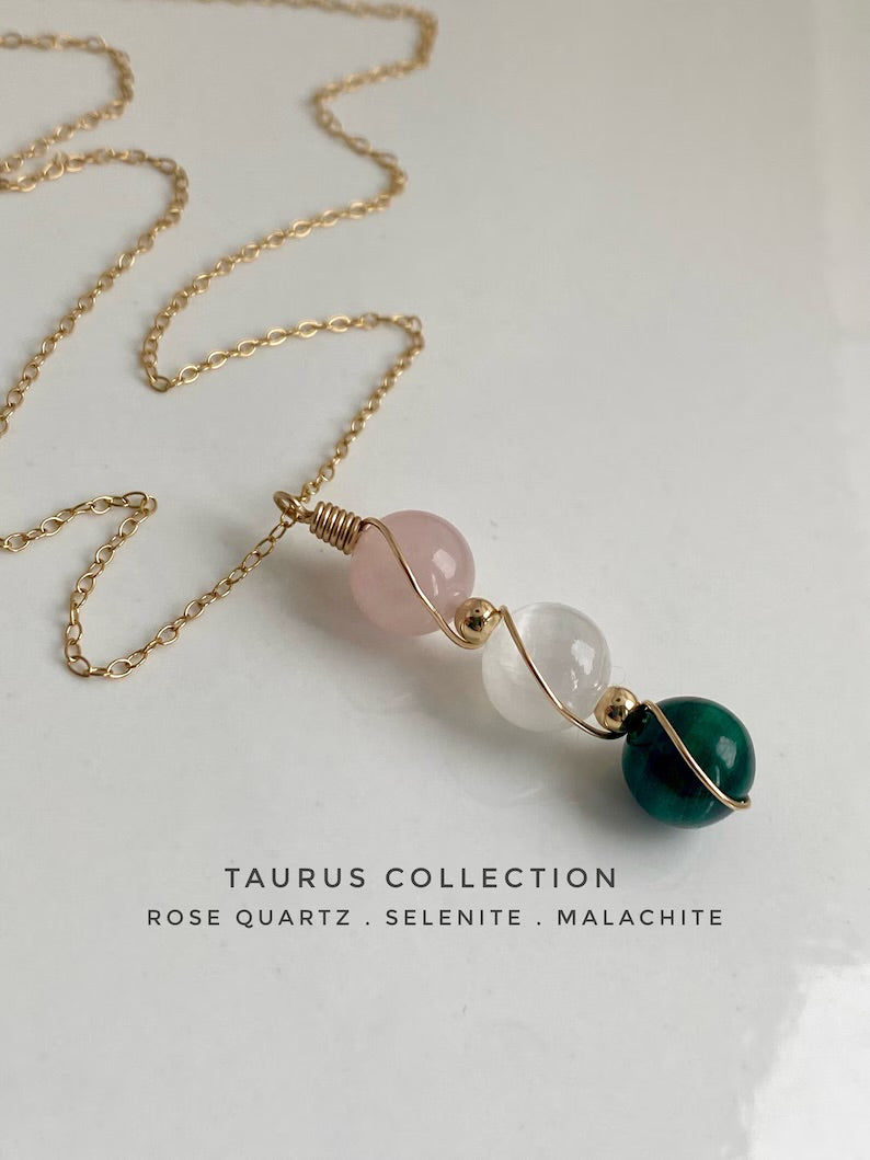 Zodiac Birthstone Sphere Necklace – Raw Gemstone Pendant