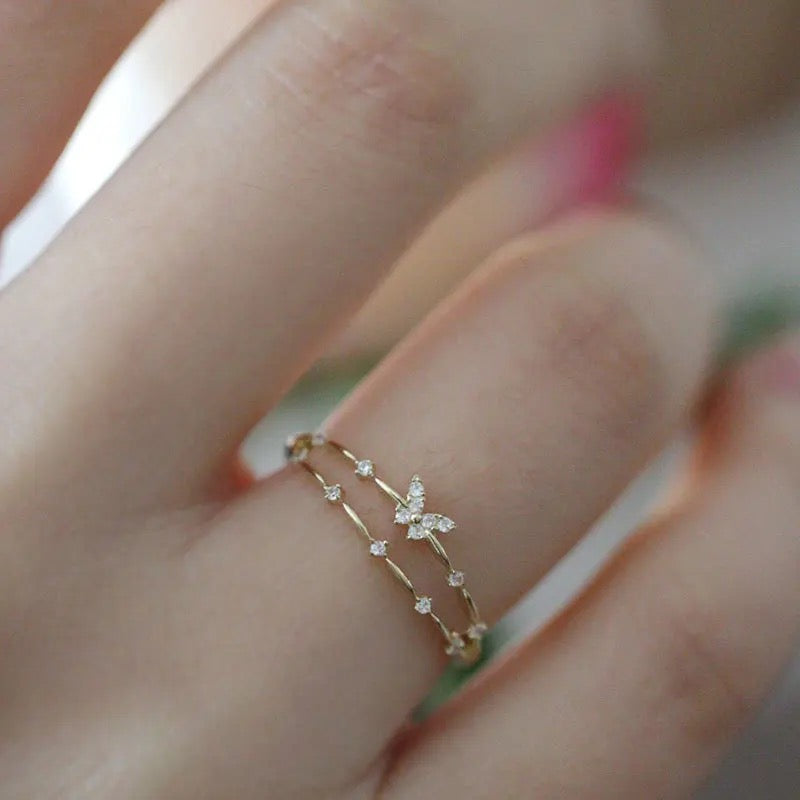 Dainty Butterfly Double Ring