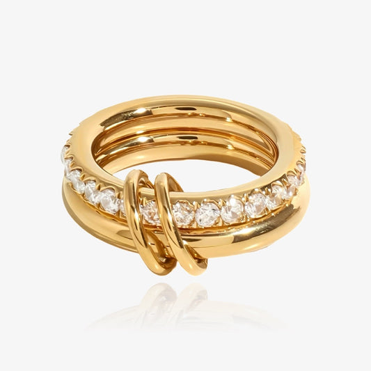 Front view of CONNECTION double crystal fidget ring