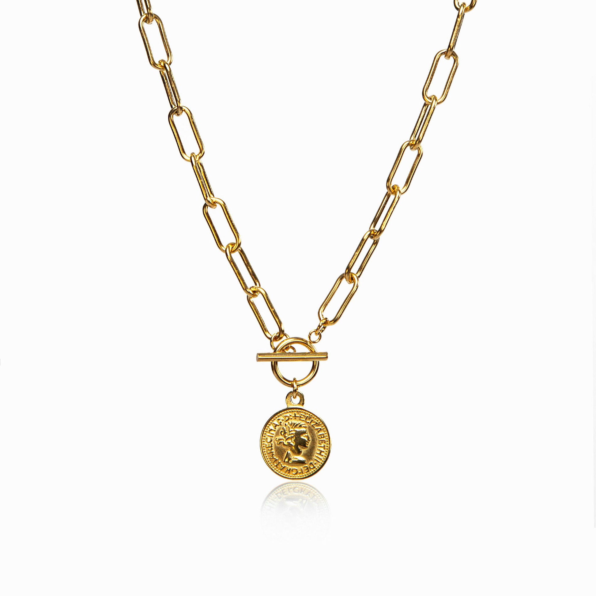 10 Cent Toggle Halskette Gold – Vorderansicht