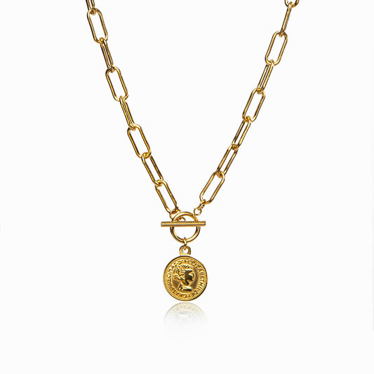 10 Cent Toggle Halskette Gold – Vorderansicht