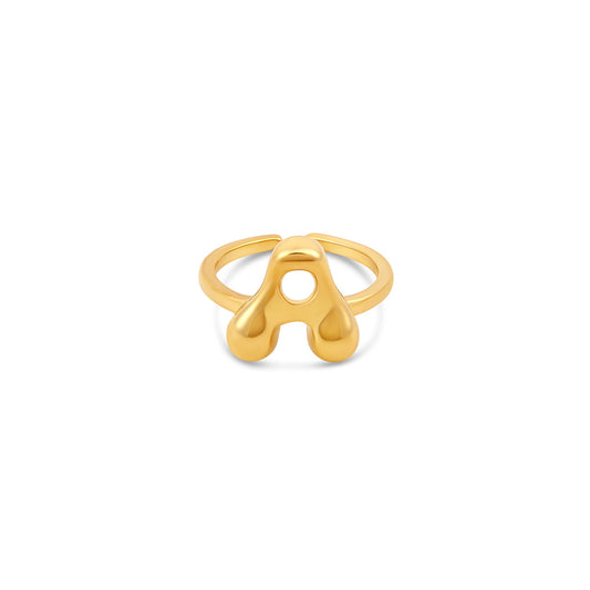 Bubble Initial Verstellbarer Ring – Gold