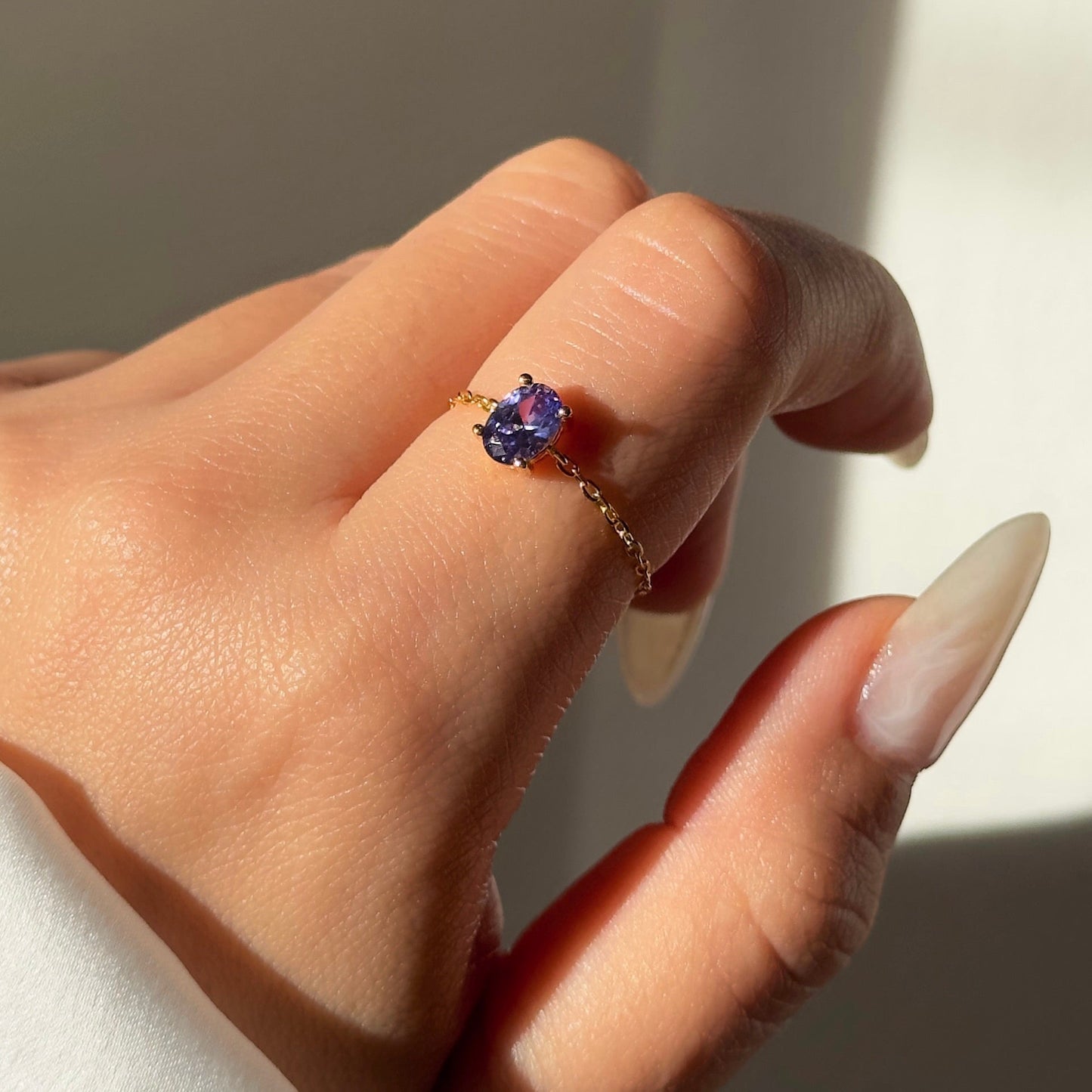 Tanzanite Gold Self-Love Chain Ring