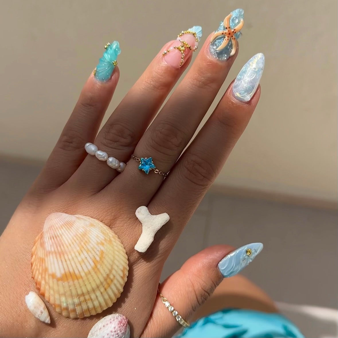 NEW! Star Chain Rings- GoldL