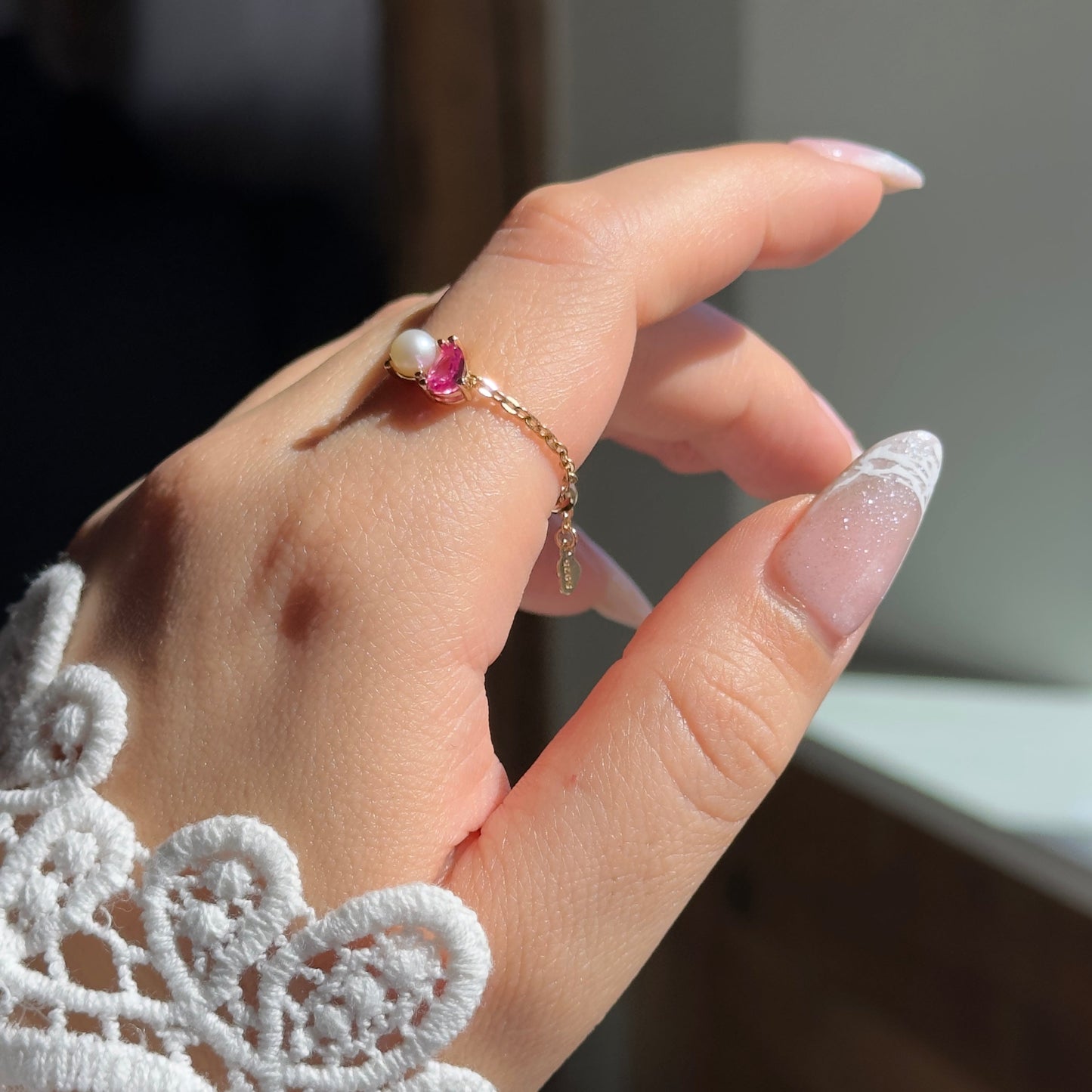 You + Me Pearl Chain Ring