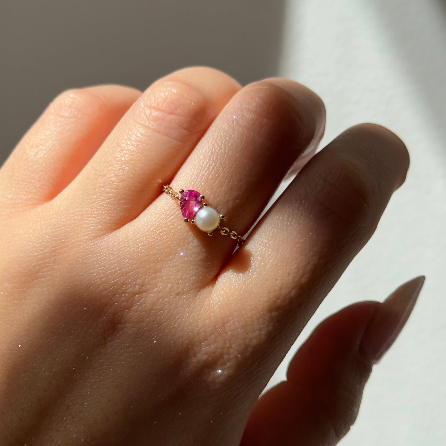 You + Me Pearl Chain Ring