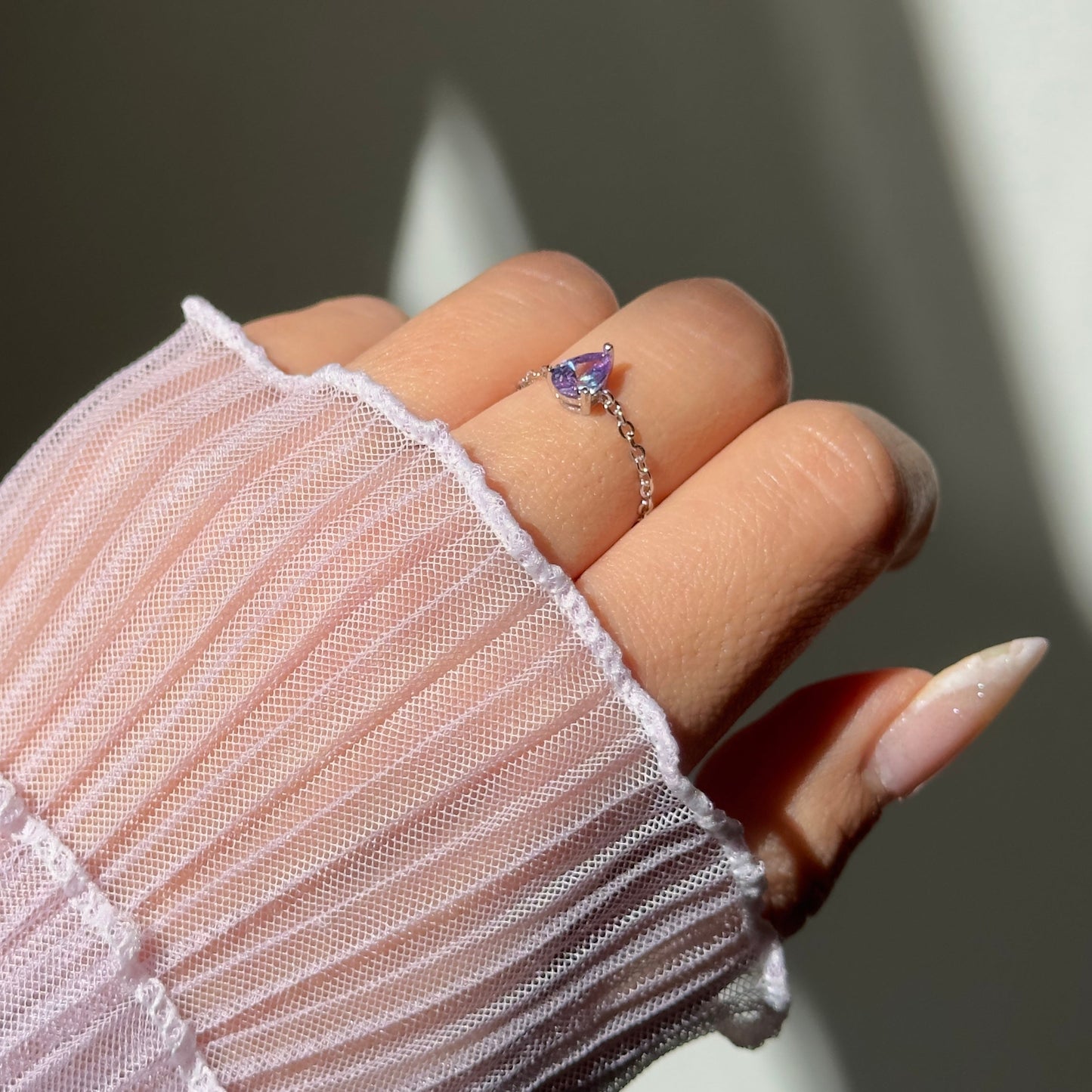 NEW! Dusty Lavender Self-Love Chain Ring- Dainty