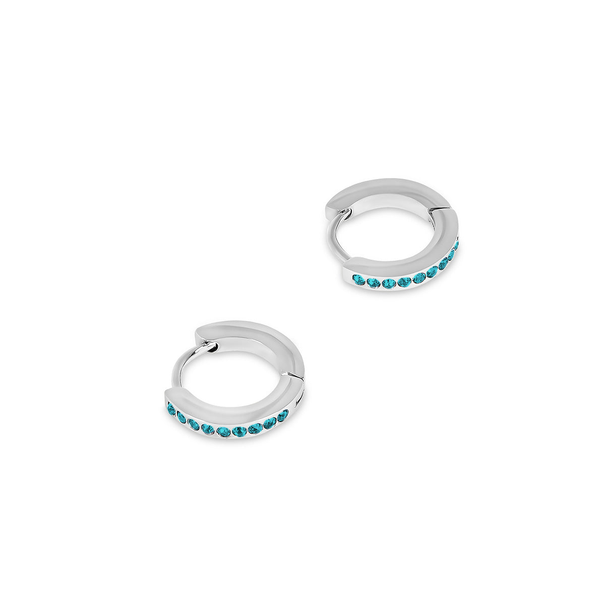 Birthstone Huggie Creolen Silber in Geschenkbox