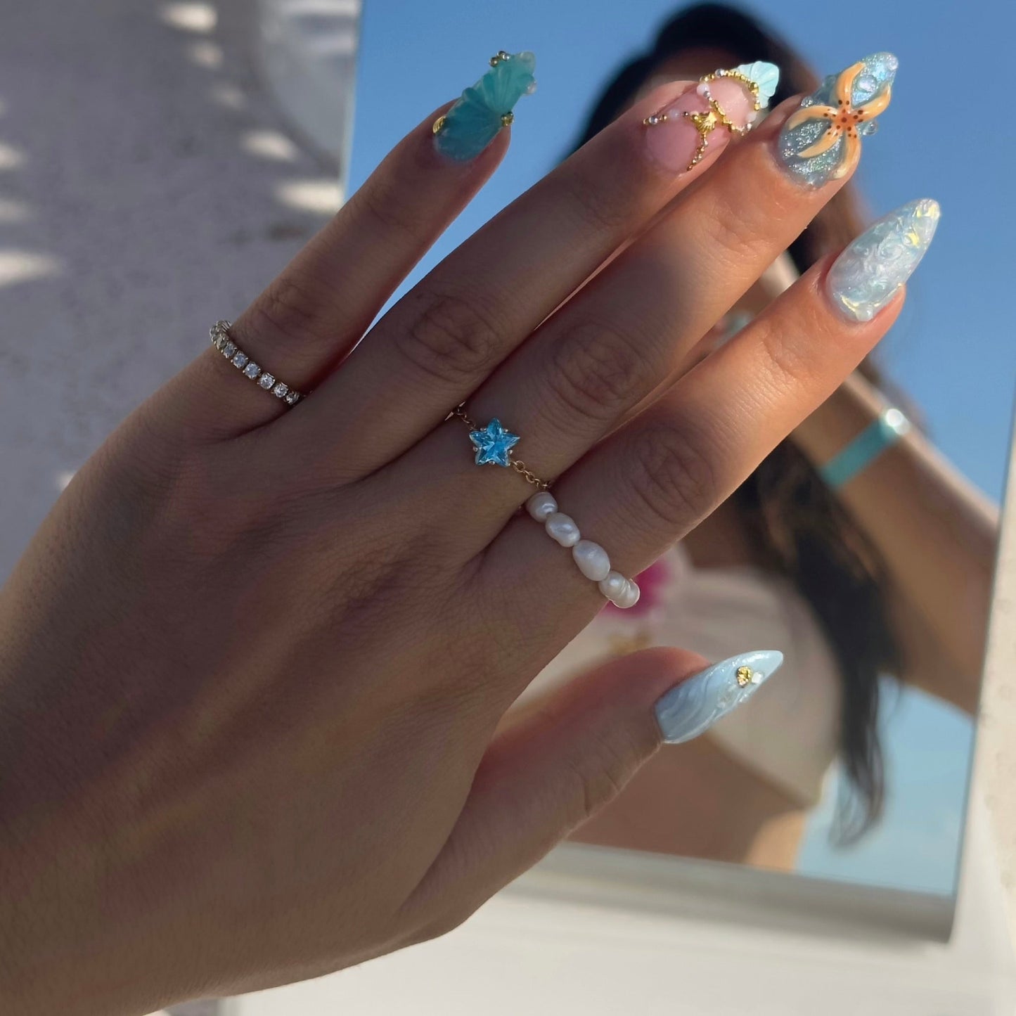 NEW! Star Chain Rings- GoldL