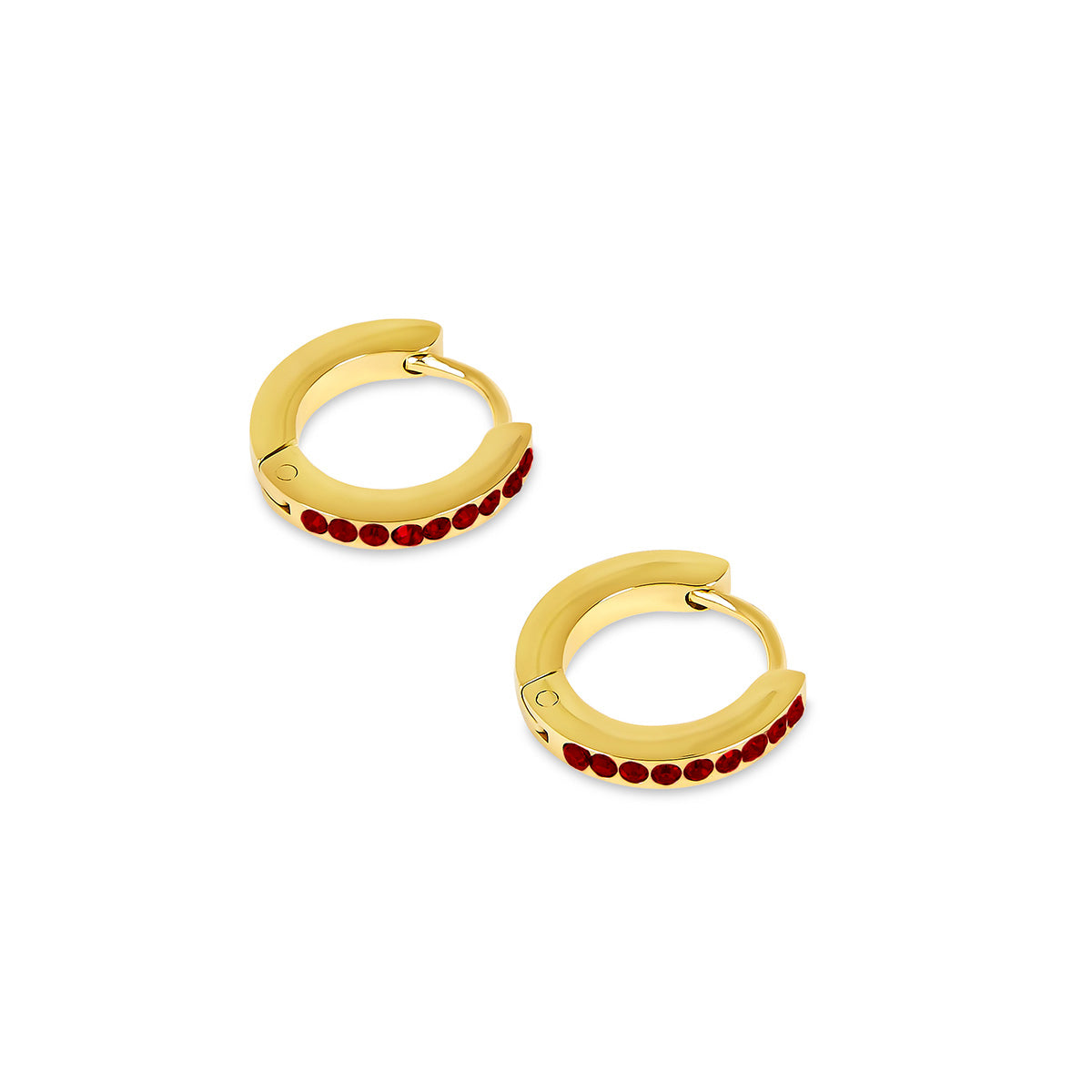 Birthstone Huggie Creolen Gold – Vorderansicht