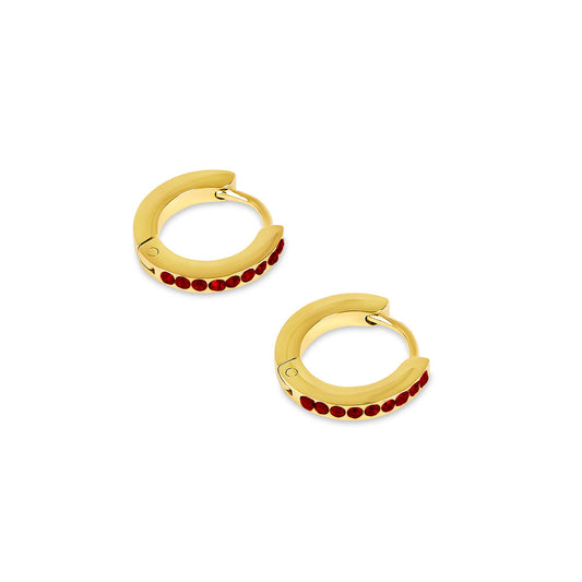 Birthstone Huggie Creolen Gold – Vorderansicht