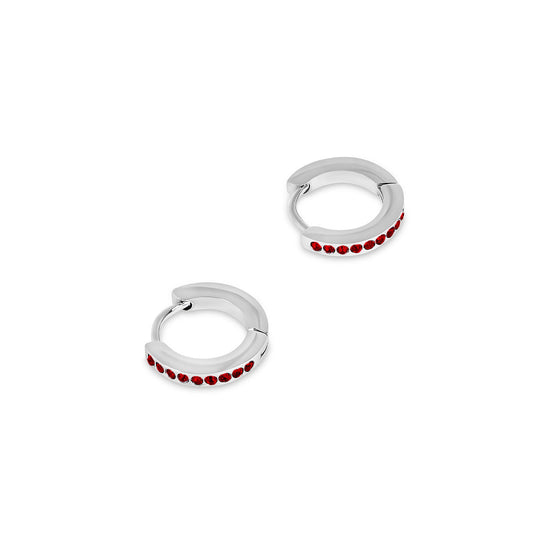 Birthstone Huggie Creolen Silber – Vorderansicht