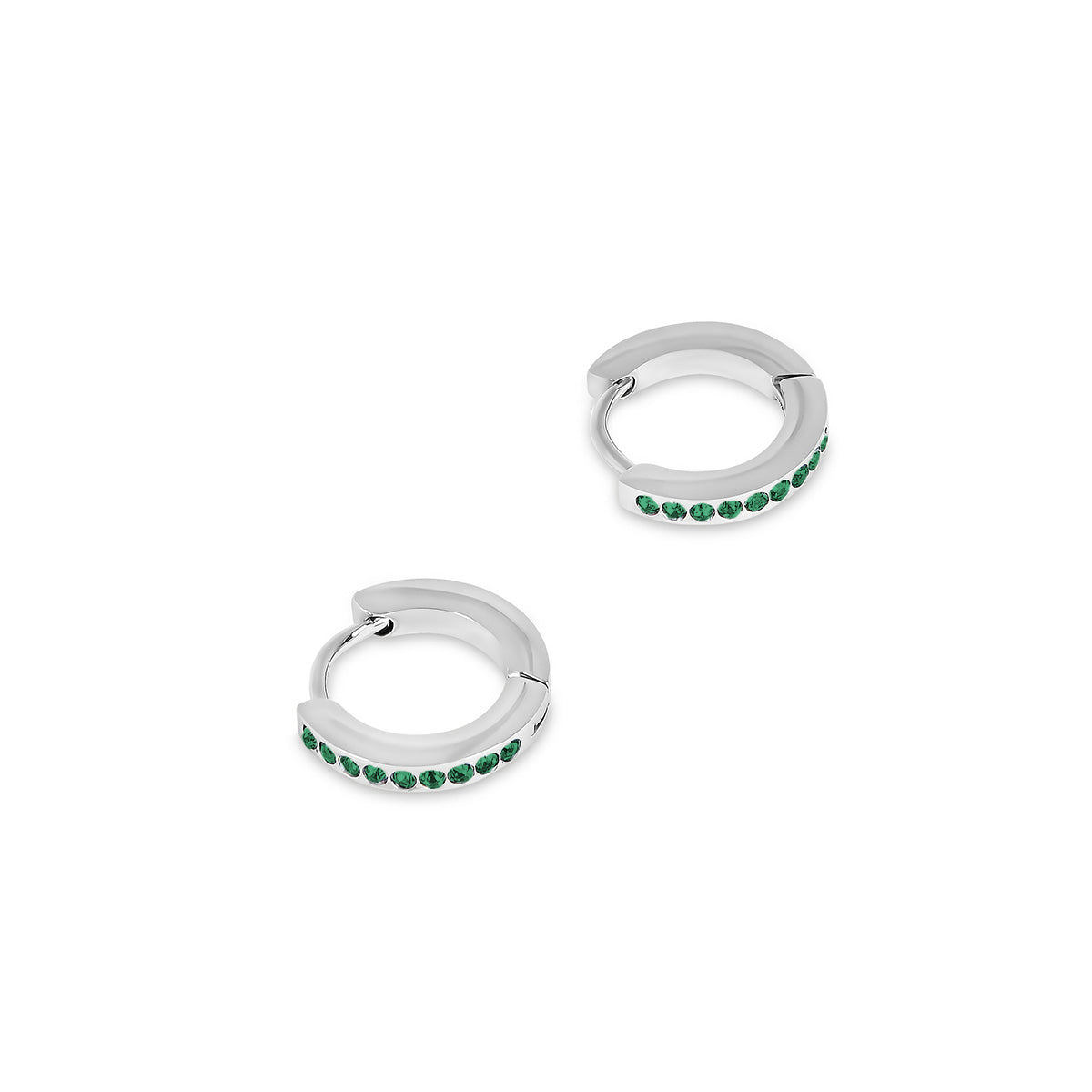 Birthstone Huggie Creolen Silber in Geschenkbox
