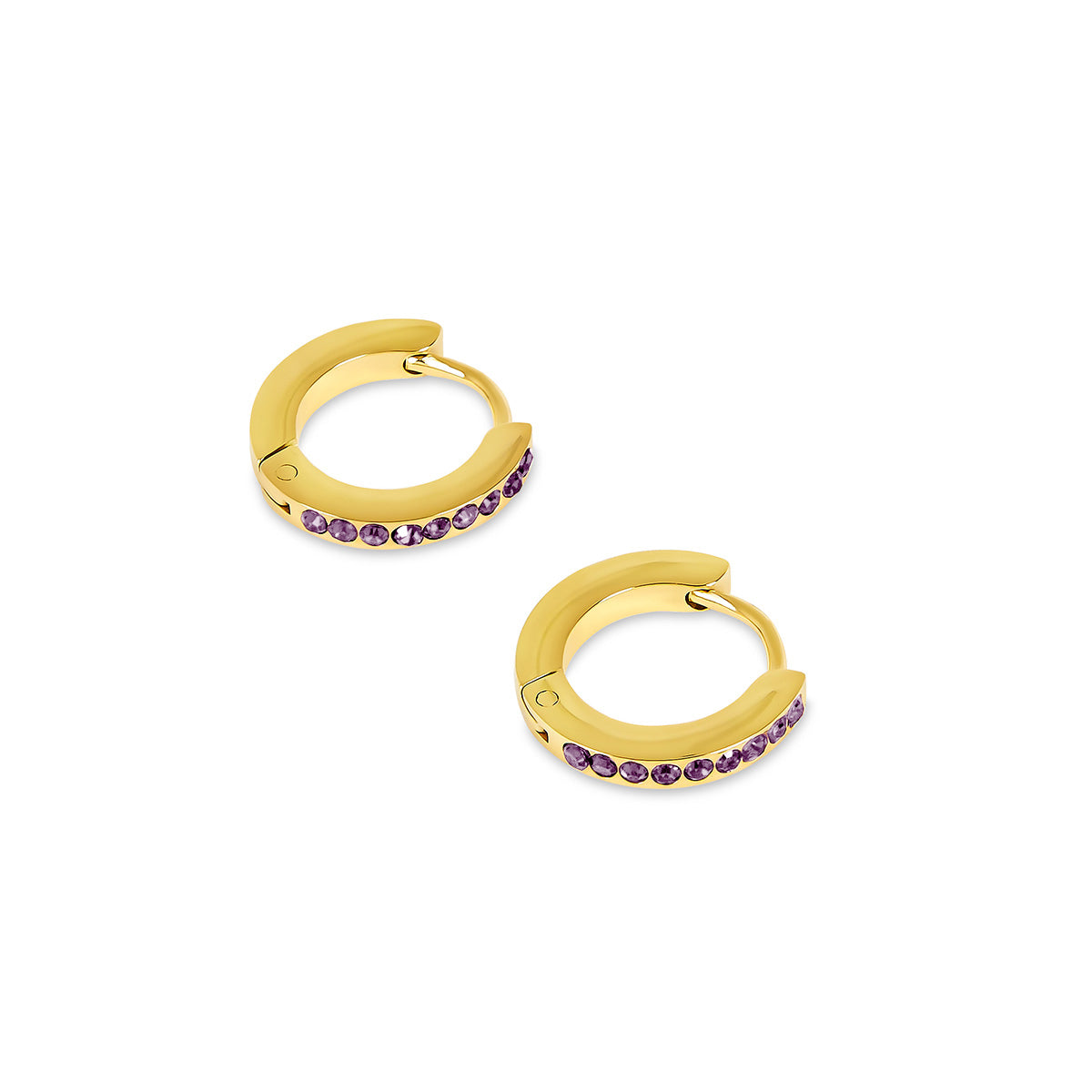 Birthstone Huggie Creolen – Gold