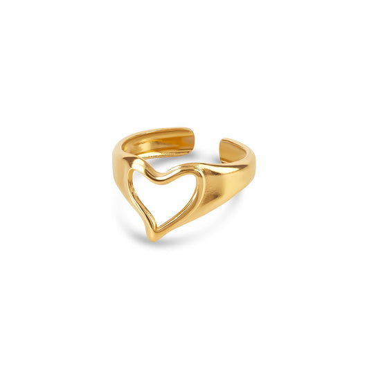 Abstraktes Herz Ring Gold – Vorderansicht