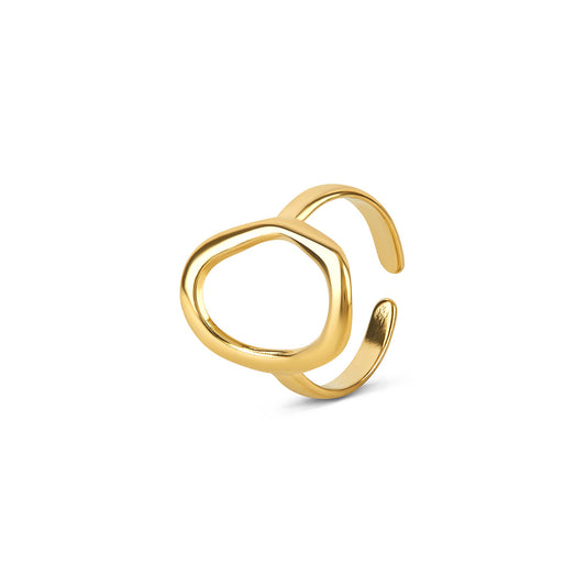 Abstraktes Oval Ring Gold – Vorderansicht