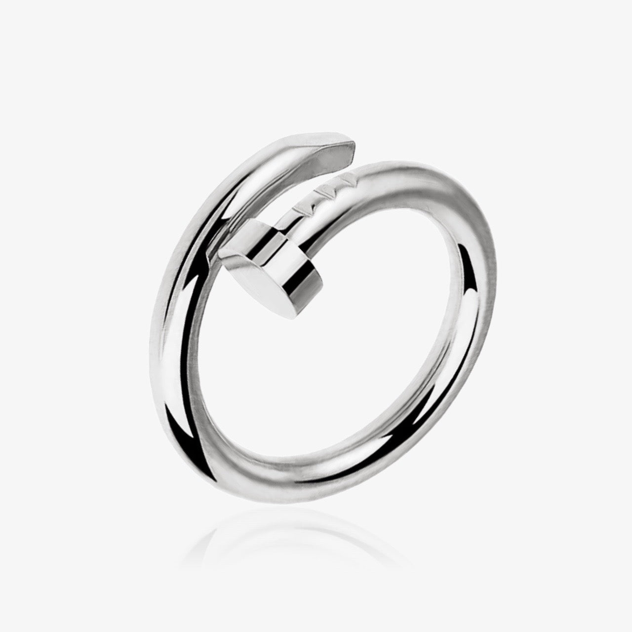 Adjustable silver minimalist ring worn on hand