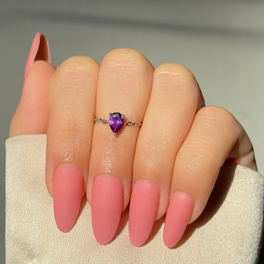 Amethyst & gold Self-Love chain ring in 925 silver
