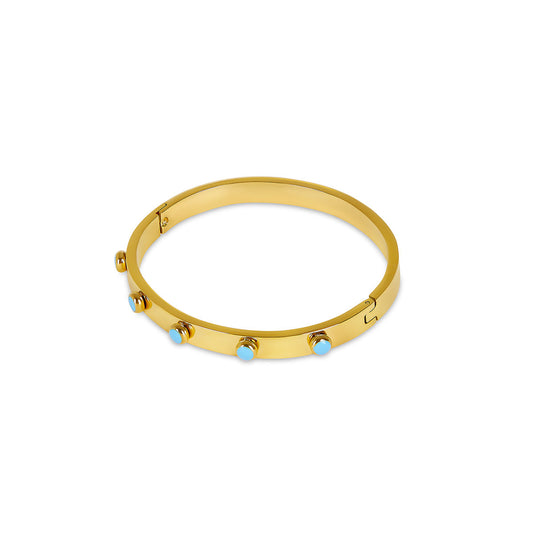Aqua Stein Armreif Gold – Vorderansicht