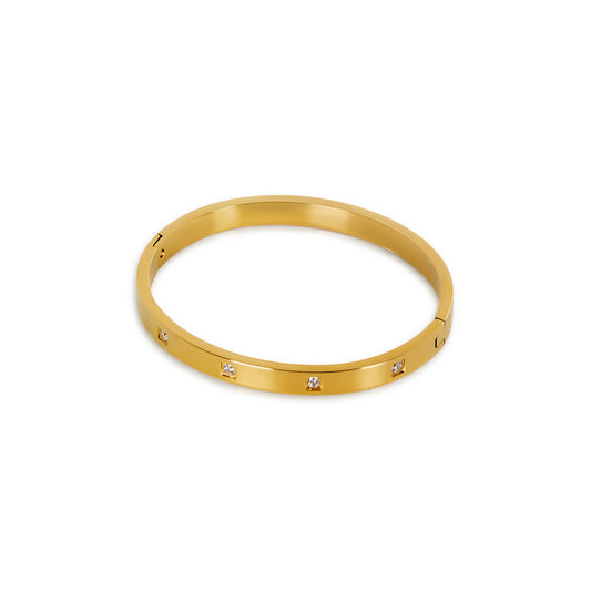 Box-Stein Armband Gold – Vorderansicht