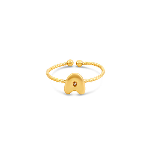Bubble Initial Kordelkette Ring Gold – Vorderansicht
