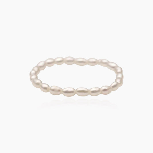 Front view of Céline Pearl Ring with natural irregular pearl